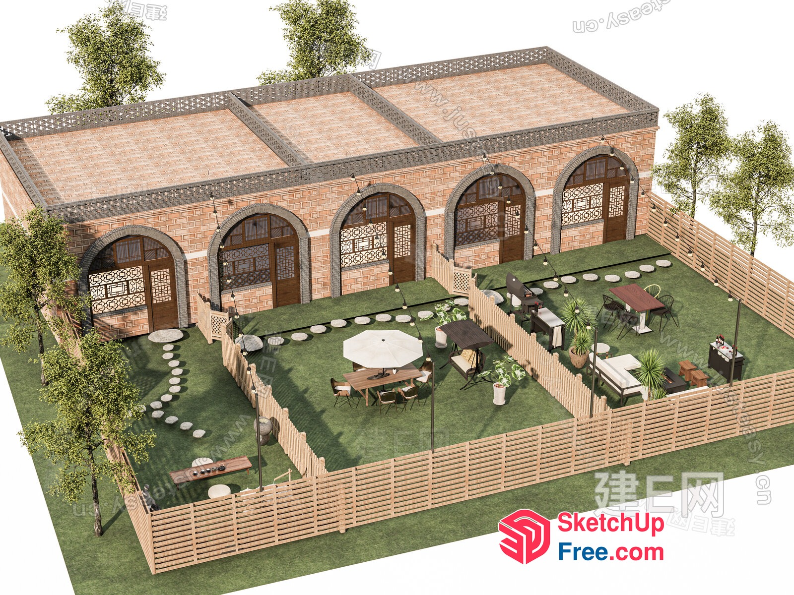 Exterior Decor Of A Traditional Building 3D SketchUp File