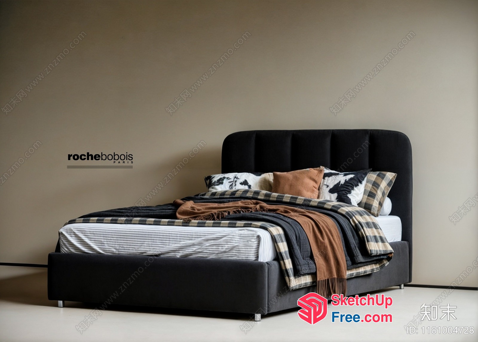 Modern Bed Design With Pillows And Blankets 3D SketchUp File