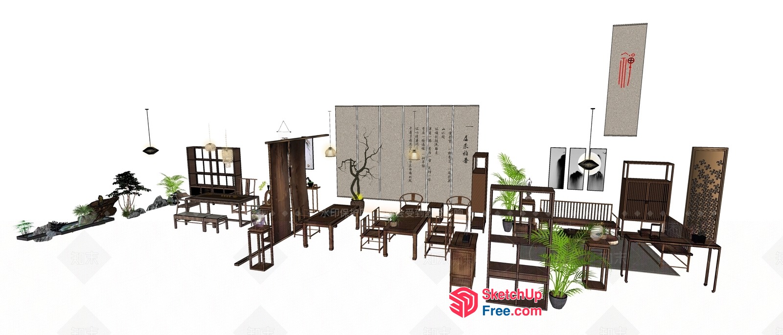 Traditional Japanese-Style Interior Decor 3D SketchUp File