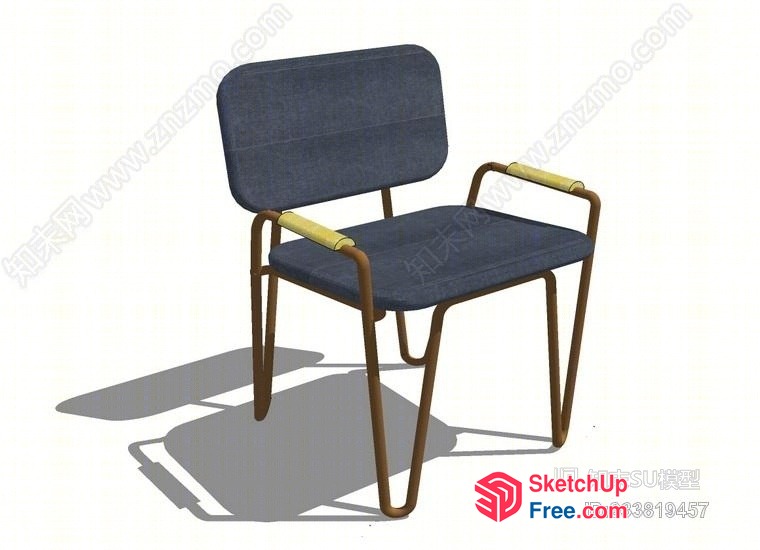 Gray Upholstered Chair With Gold Frame And Yellow Accents 3D SketchUp File