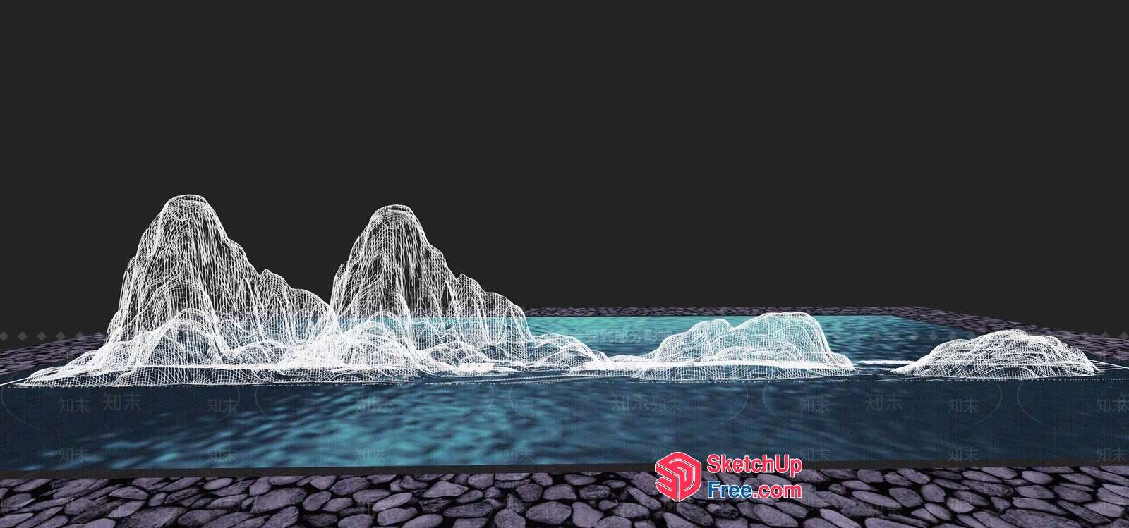 Digital 3D Mountainous Landscape 3D SketchUp File