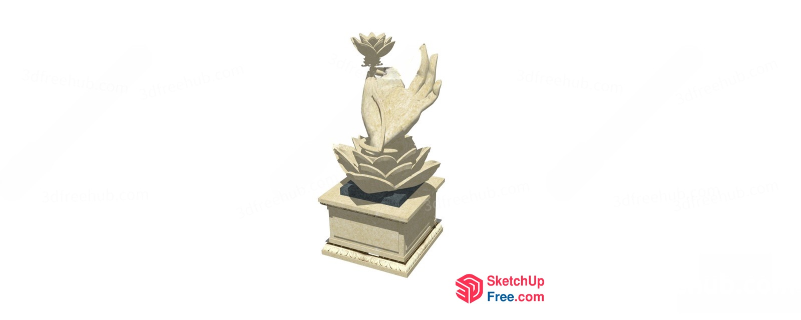 Elegant Handmade Stone Sculpture With Floral Design 3D SketchUp File