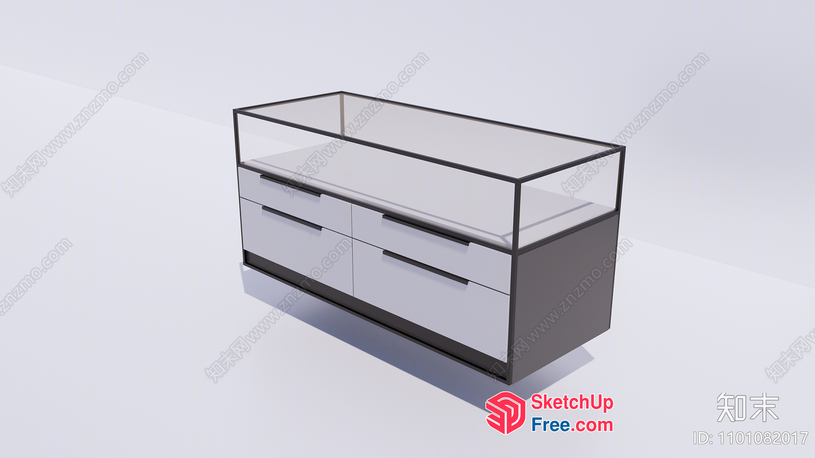 Modern Glass Display Cabinet With Storage 3D SketchUp File