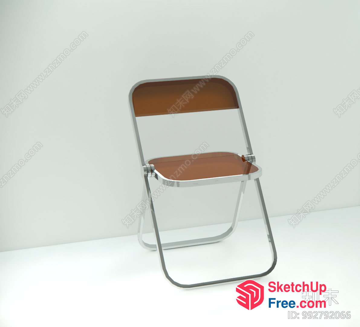 Clear Glass And Brown Leather Chair 3D SketchUp File