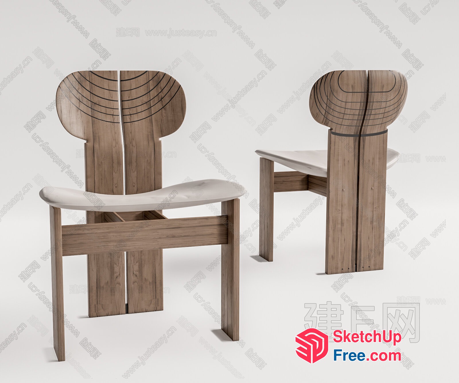 Wooden And White Modern Chair Design 3D SketchUp File