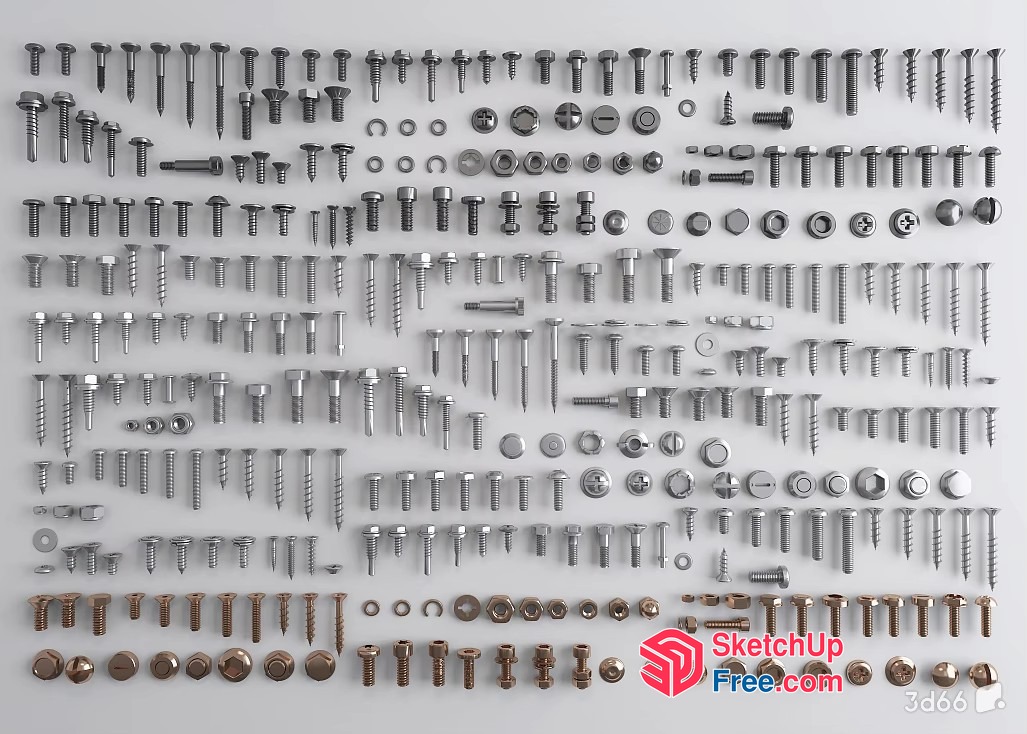Assorted Metal Fasteners Collection 3D SketchUp File