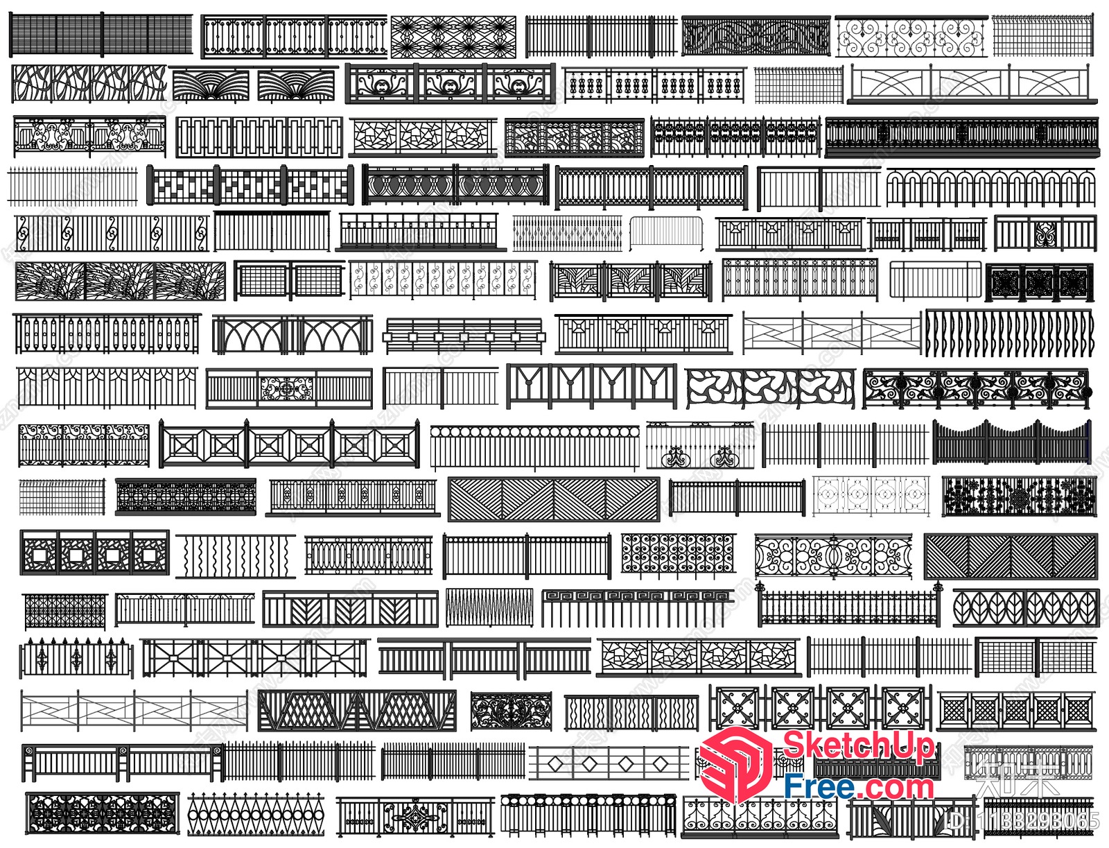 Intricate Ornate Railing Designs Collection 3D SketchUp File