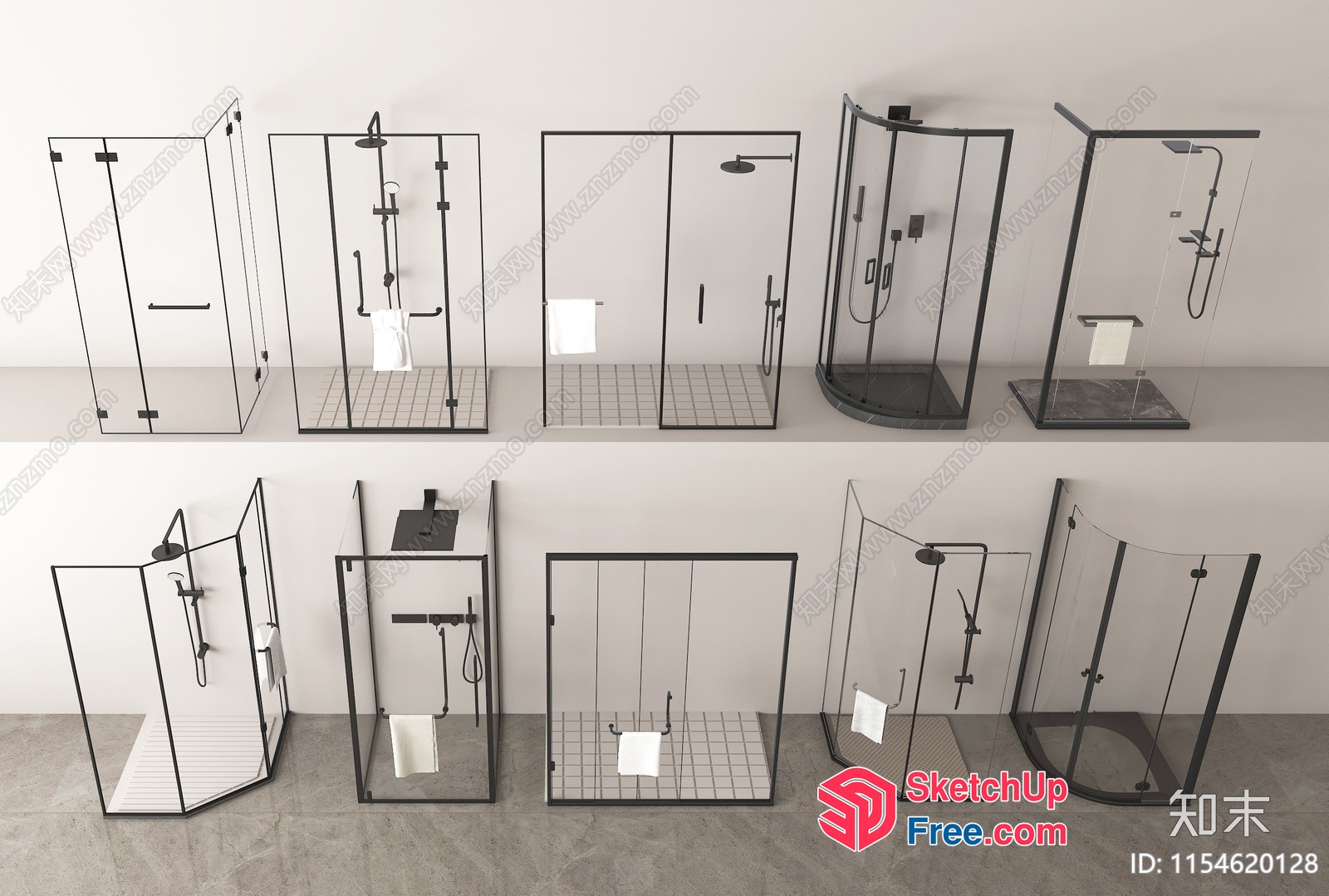 Modern Glass Shower Enclosures In Various Styles 3D SketchUp File