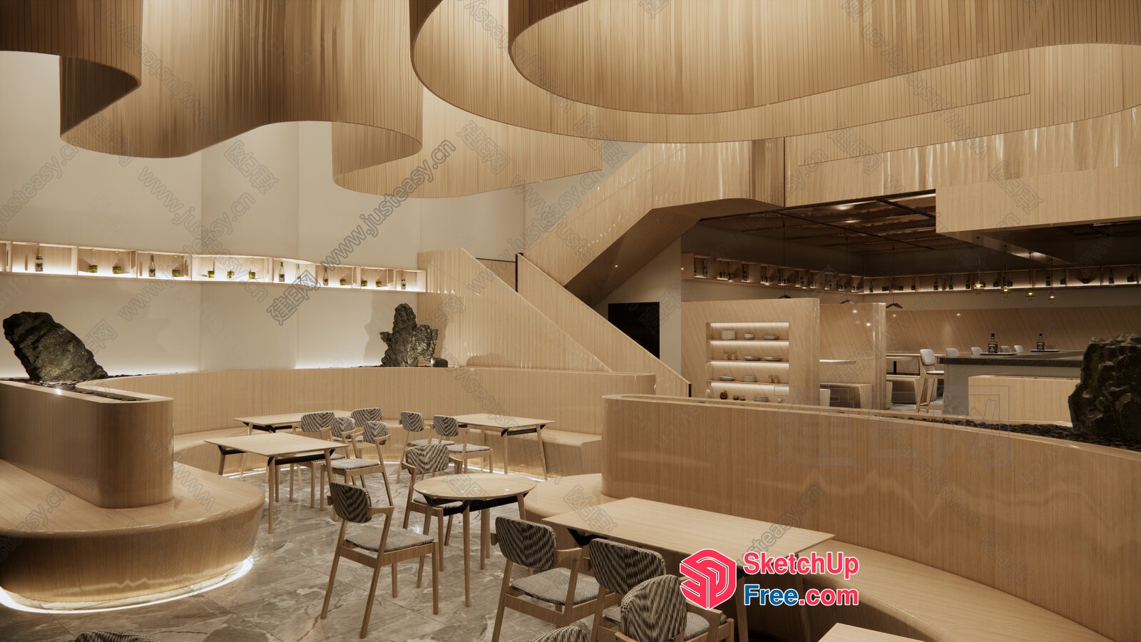 Modern Minimalist Restaurant Interior 3D SketchUp File