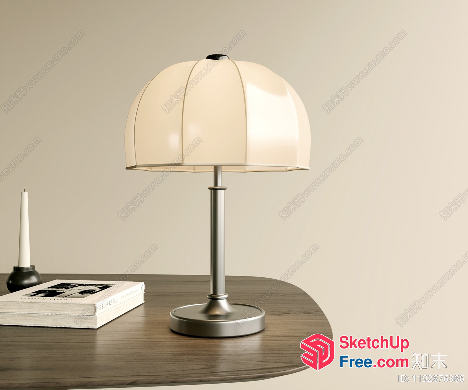 Elegant Table Lamp With Creamy Shade And Silver Base 3D SketchUp File