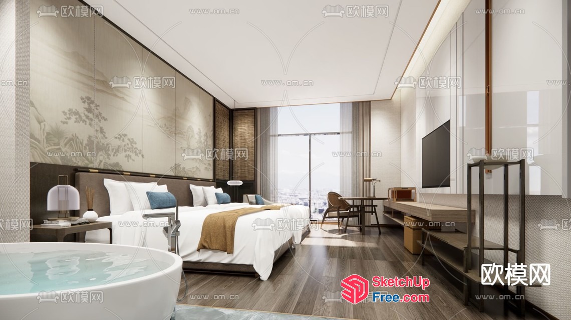 Modern Hotel Room Interior Design 3D SketchUp File