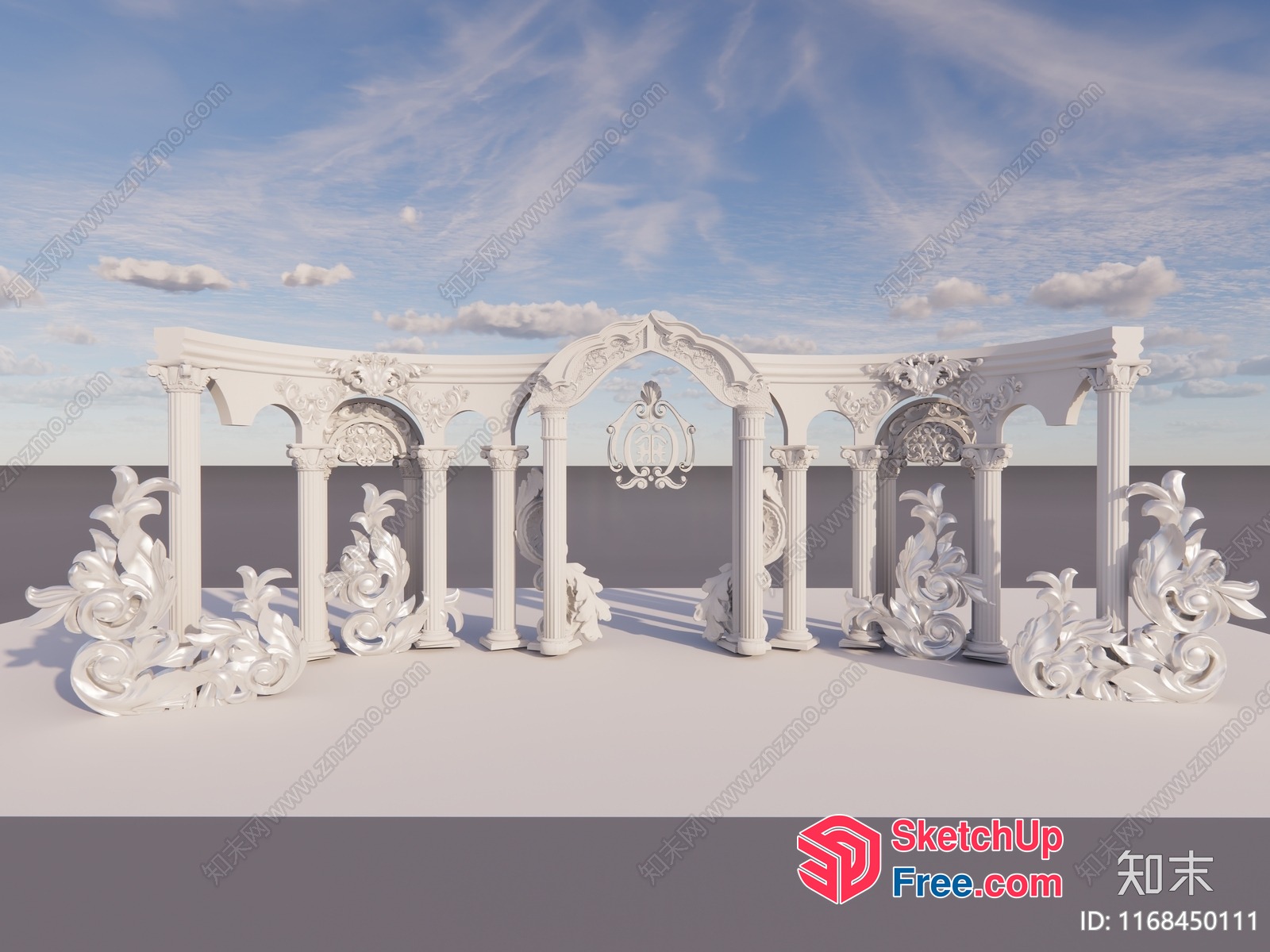 White Ornate Architectural Elements 3D SketchUp File
