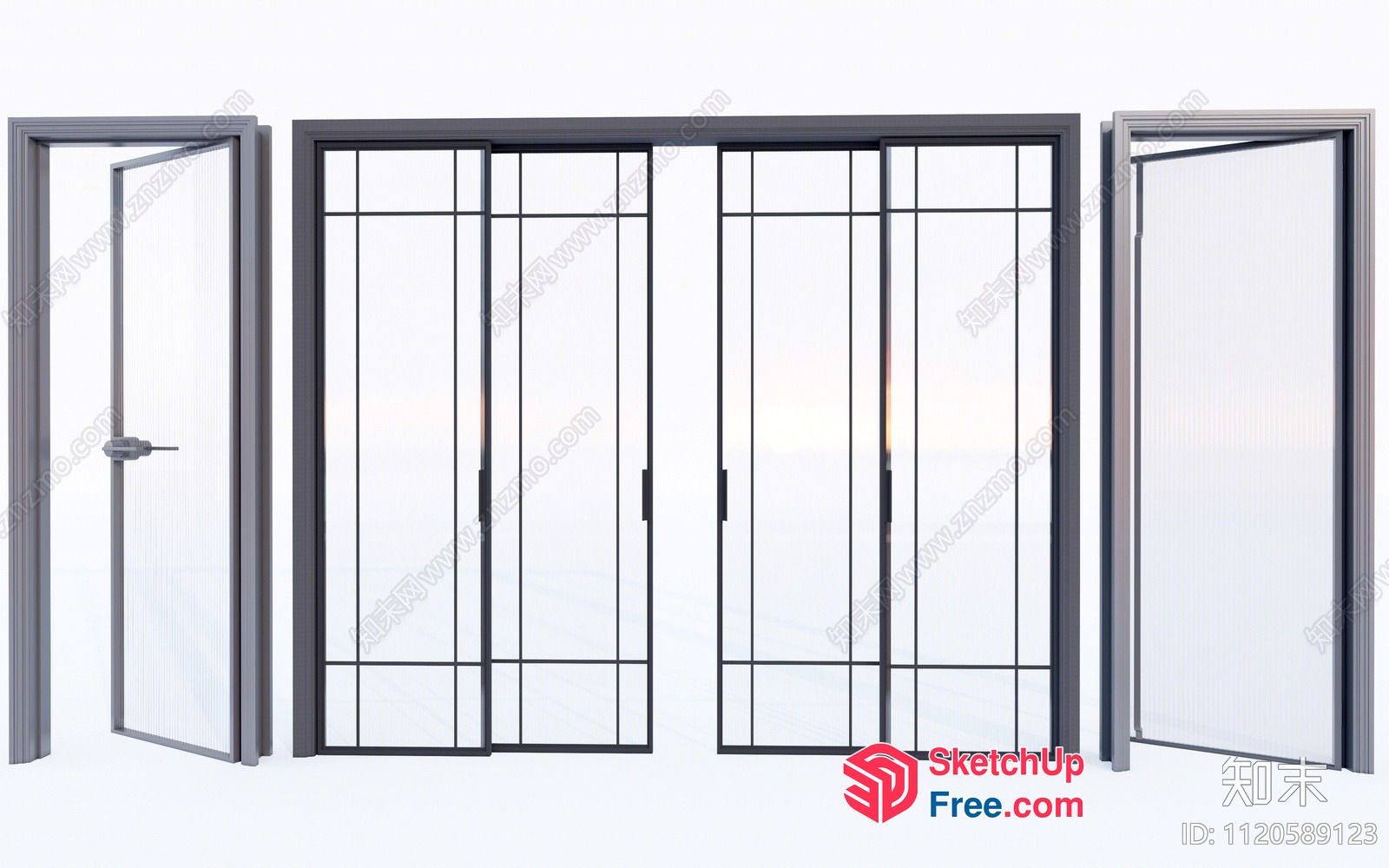 Four Sliding Doors And Two Open Doors 3D SketchUp File