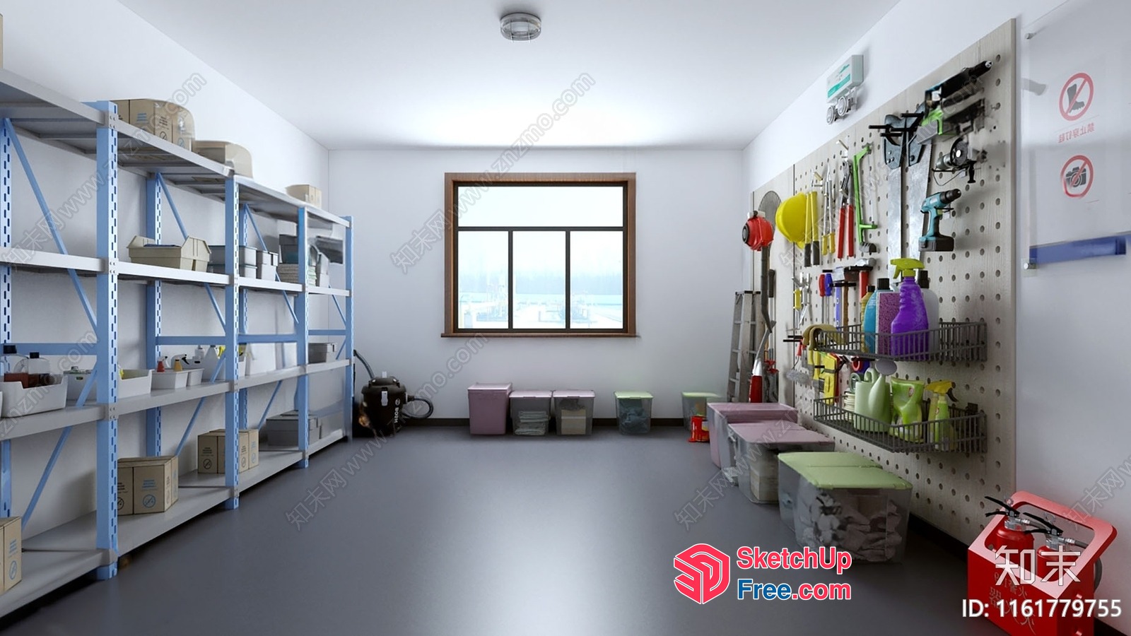 Modern Industrial-Style Storage Room 3D SketchUp File