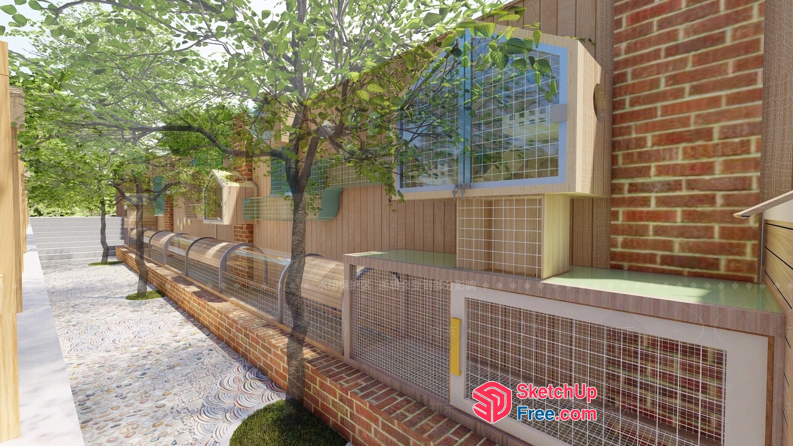 Cozy Outdoor Living Space With Animal Enclosures 3D SketchUp File