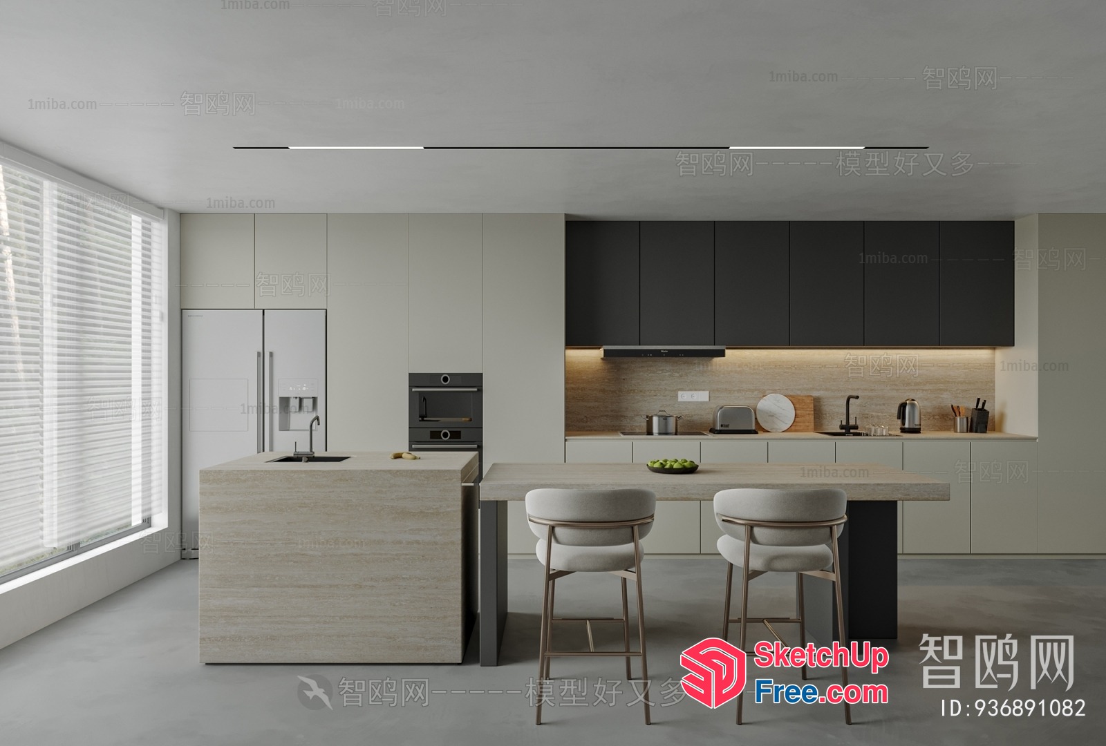 Modern Minimalist Kitchen With Sleek Design 3D SketchUp File
