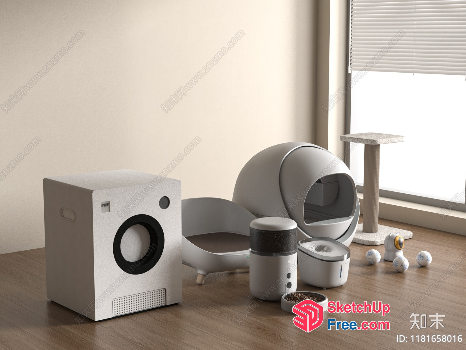 Modern Minimalist Cat Room Decor 3D SketchUp File