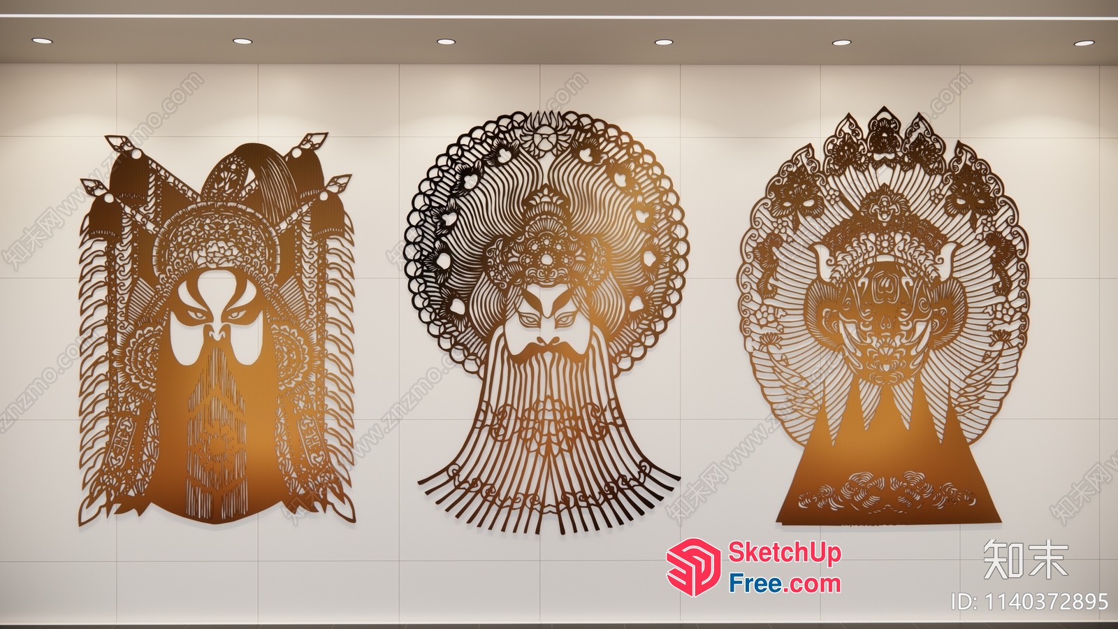 Intricate Gold-Plated Decorative Wall Art 3D SketchUp File