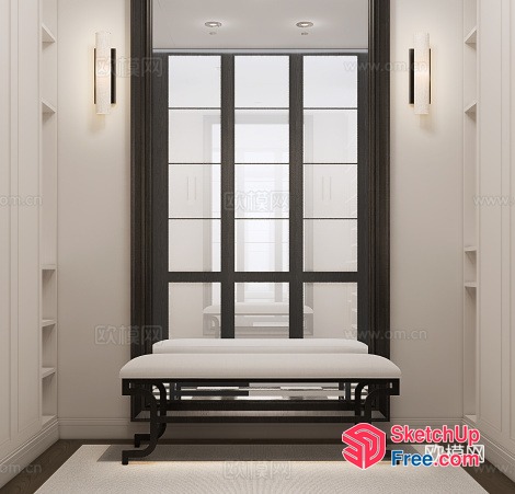 Modern Minimalist Interior Design With Sleek Window Frame 3D SketchUp File