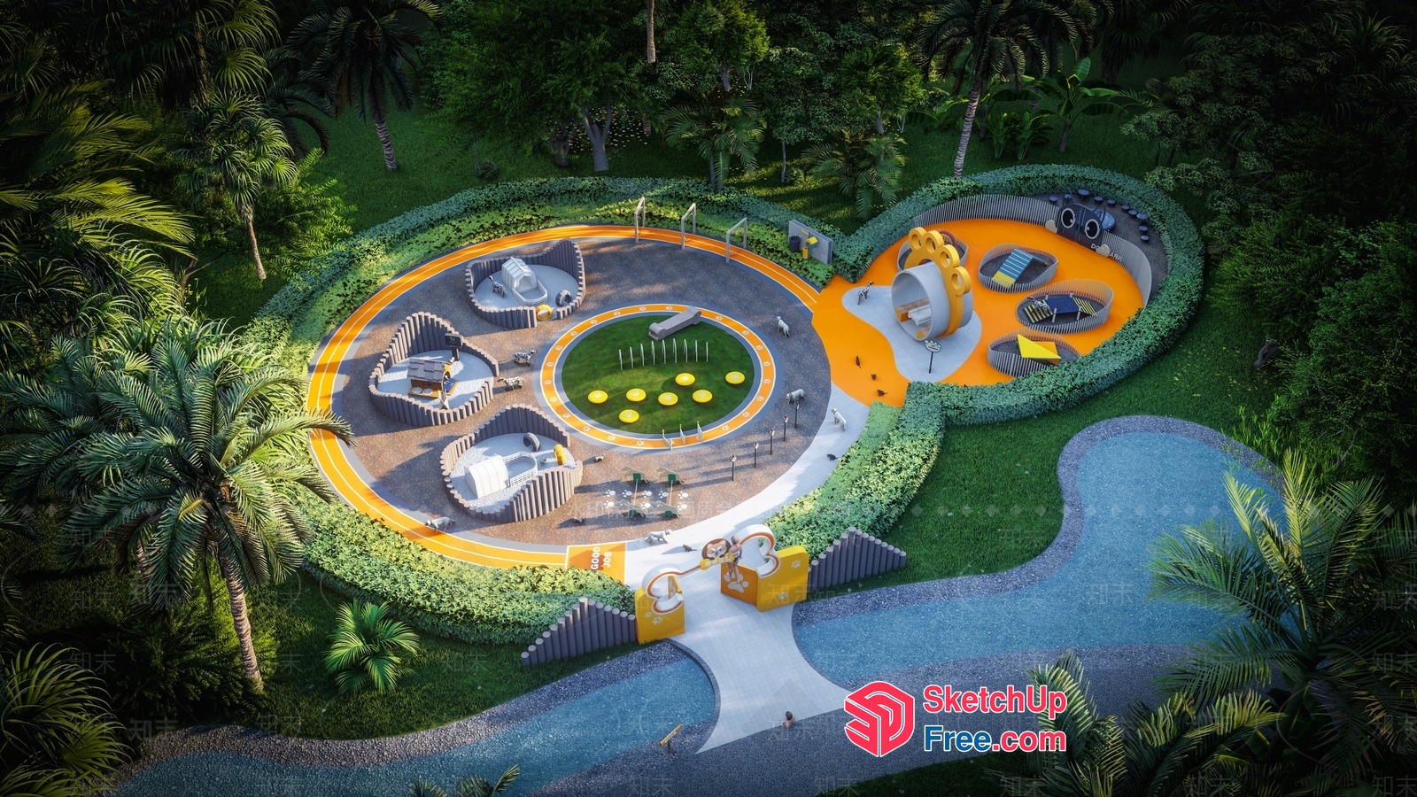 Vibrant Tropical Park Landscape 3D SketchUp File