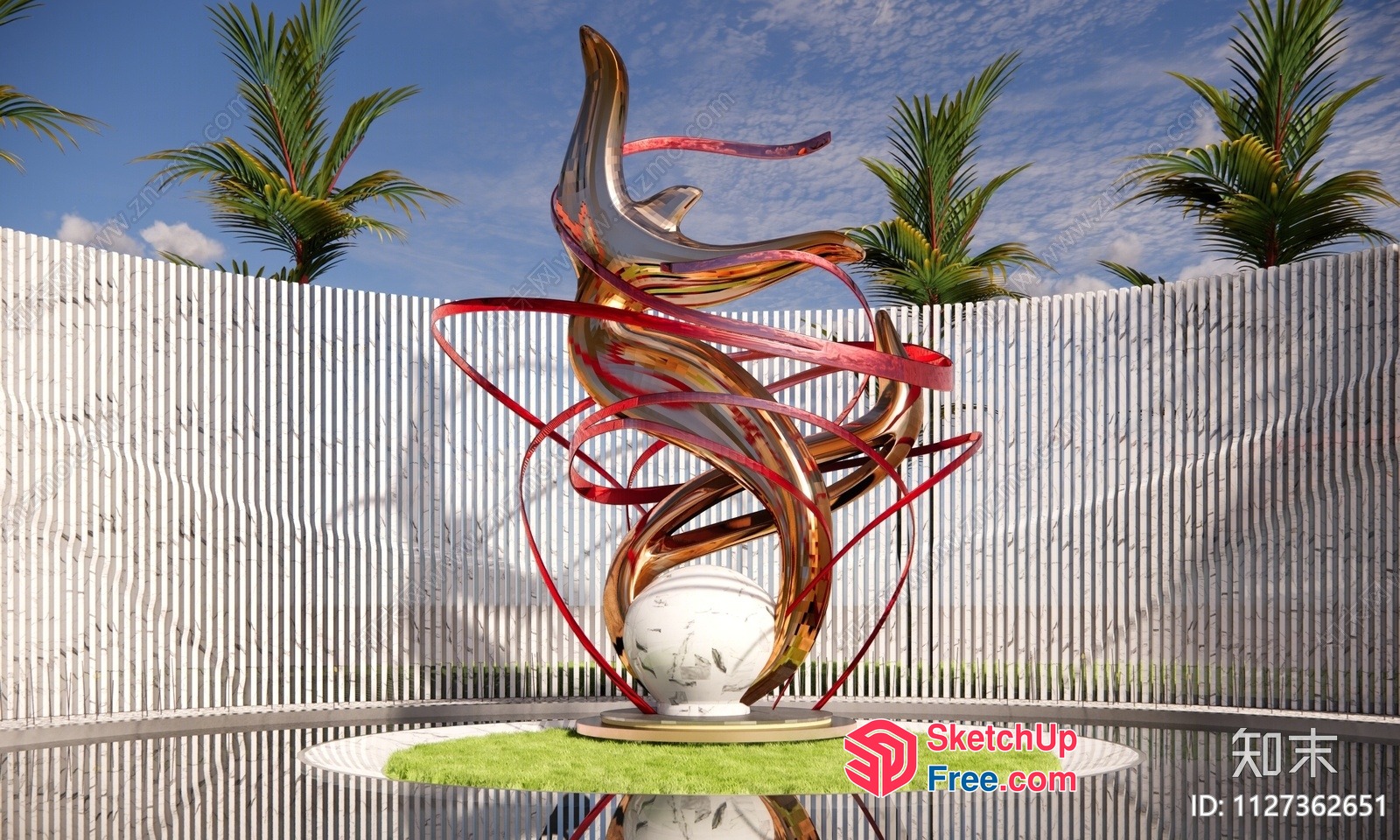 Elegant Modern Outdoor Art Installation 3D SketchUp File
