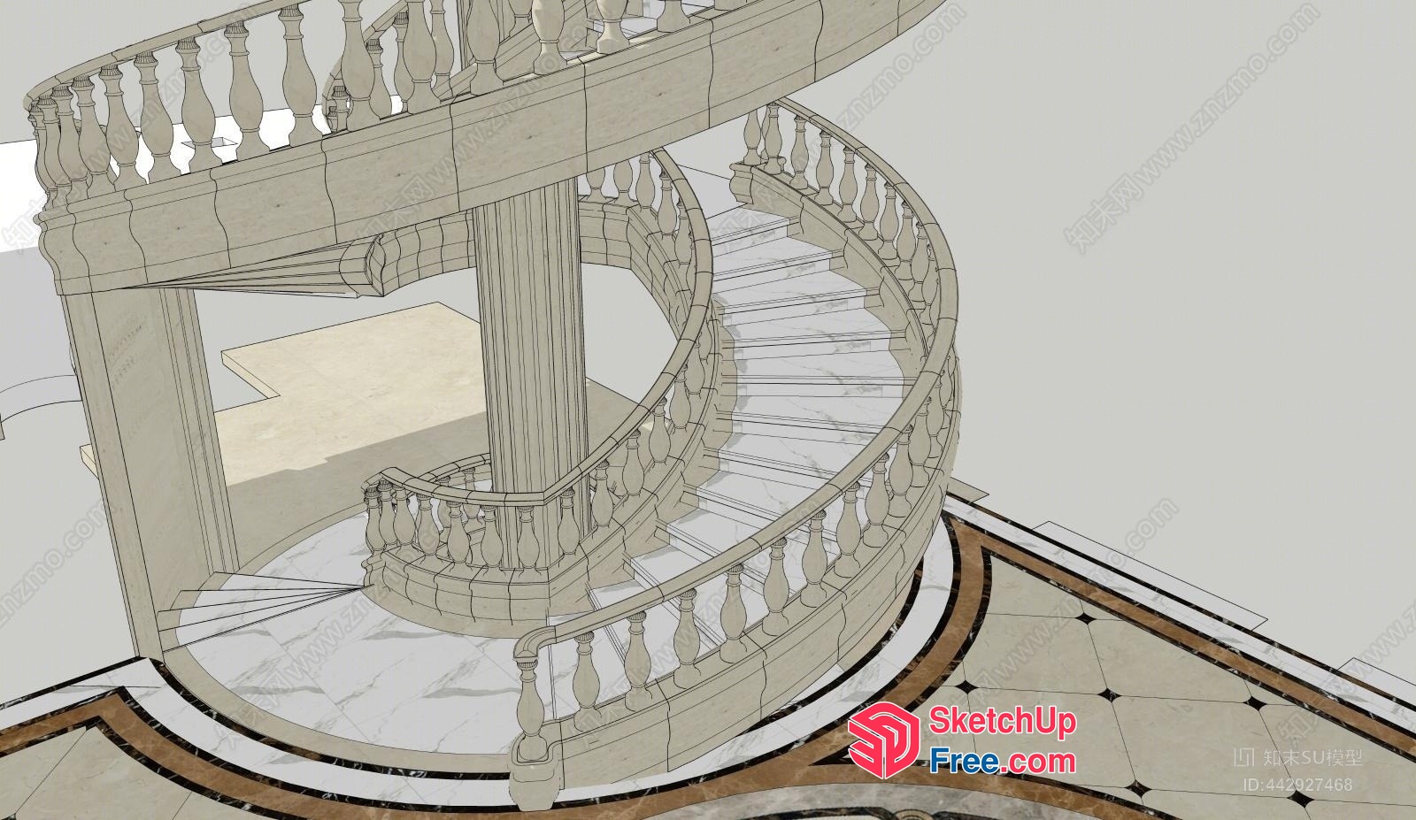 Intricate Marble Staircase Design 3D SketchUp File