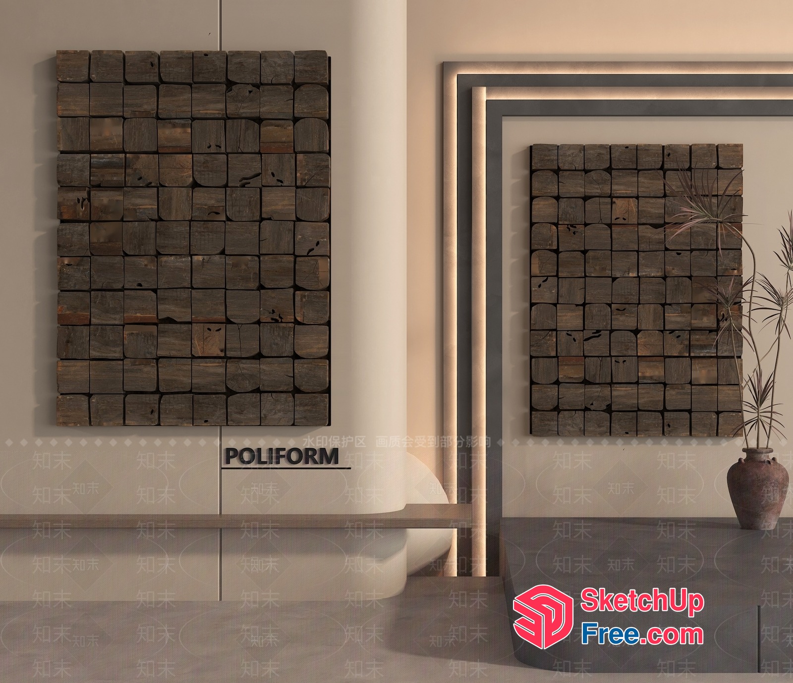 Modern Rustic Wood Wall Art 3D SketchUp File