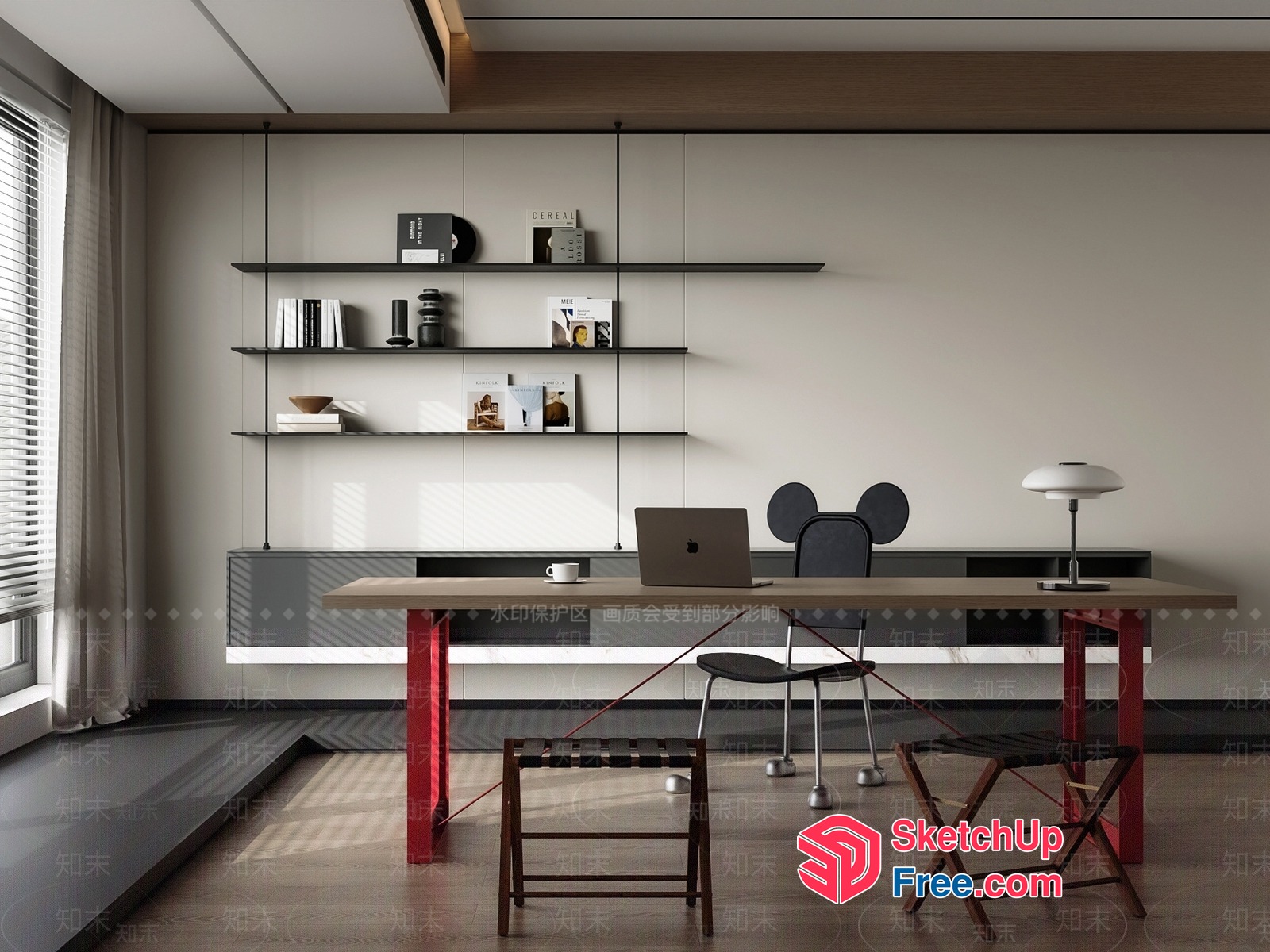 Modern Minimalist Office Space With Sleek Furniture And Natural Light 3D SketchUp File