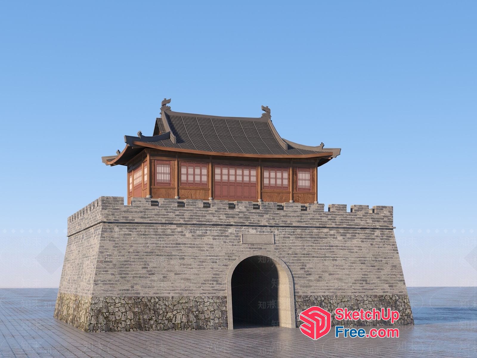 Ancient Chinese Building With Traditional Architecture 3D SketchUp File