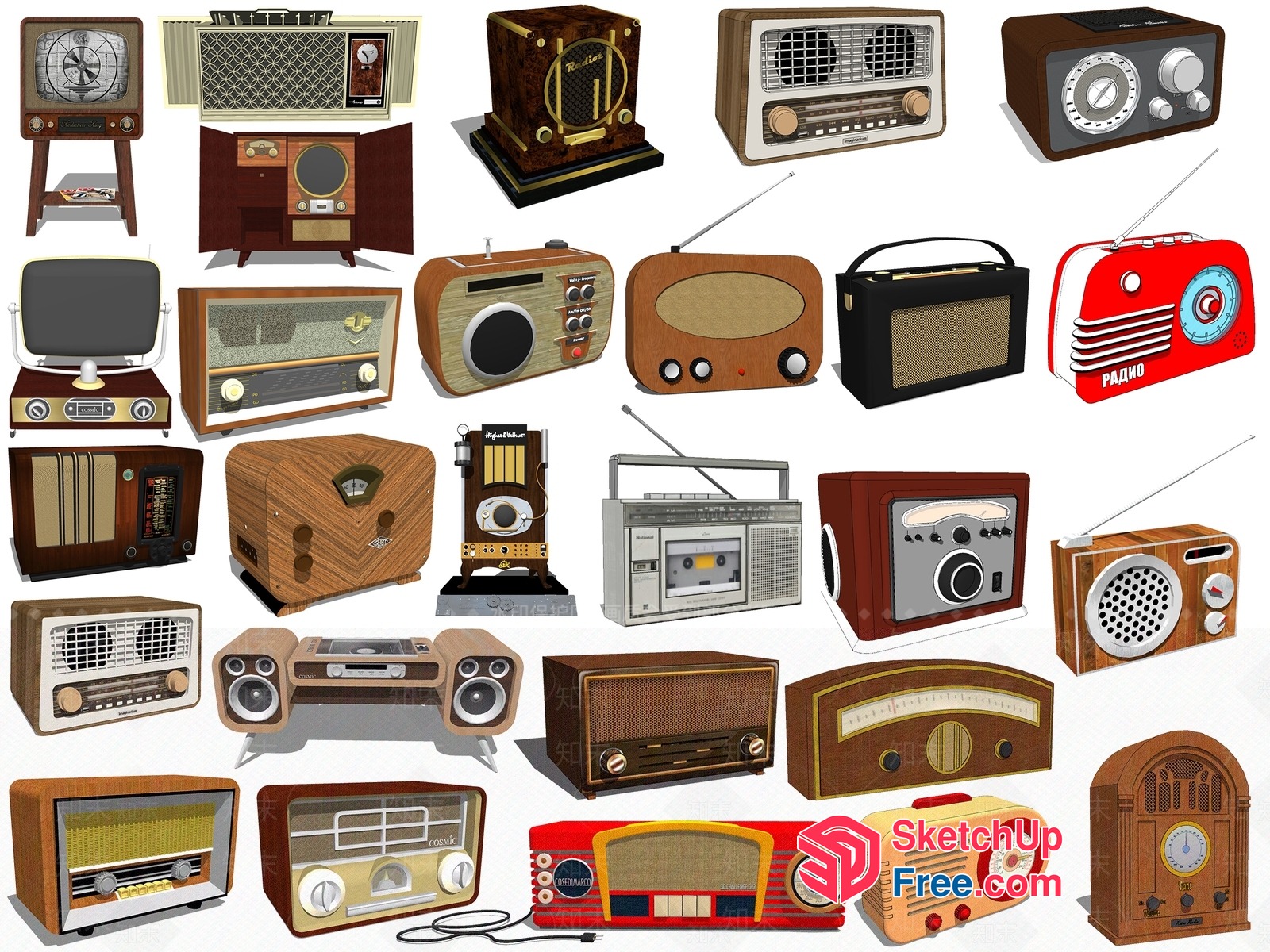 Vintage Radio Collection 3D SketchUp File