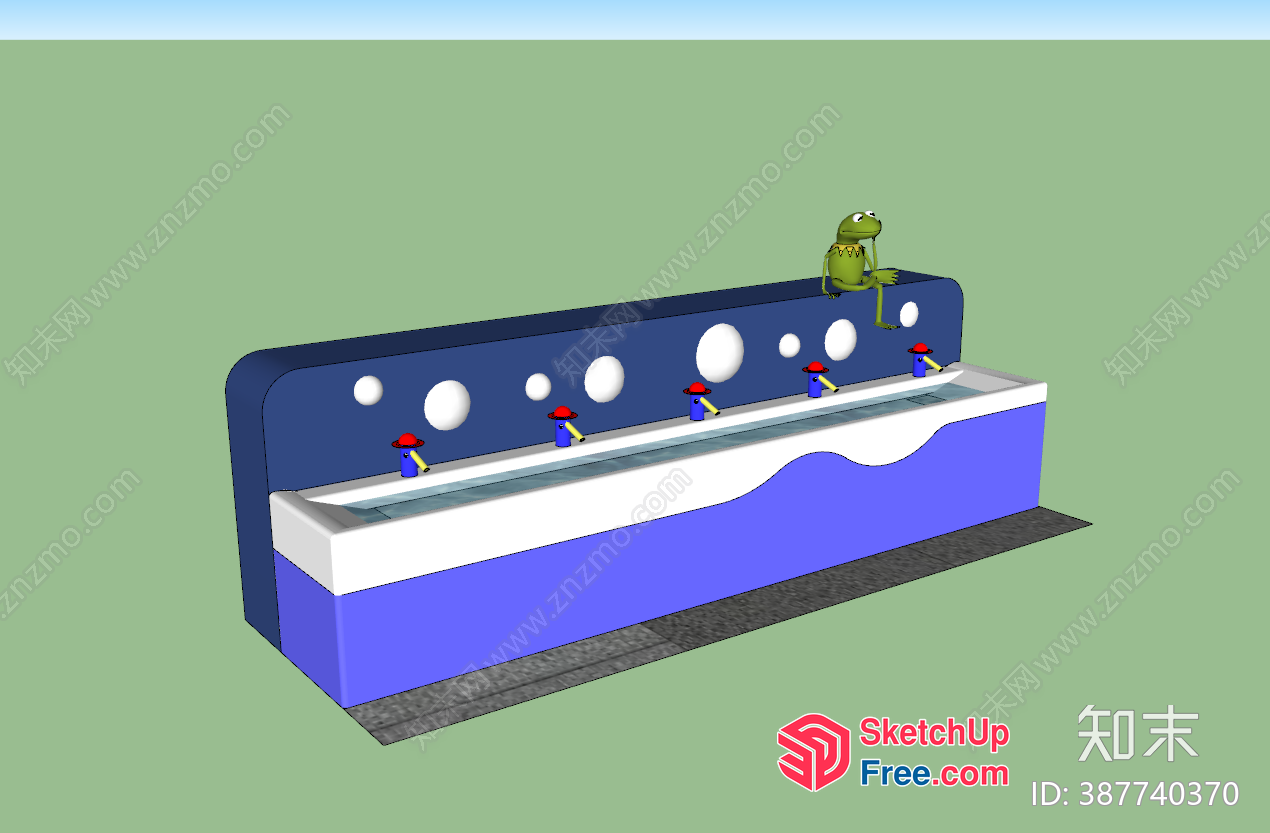 Long Blue And White Sink With Kermit The Frog 3D SketchUp File