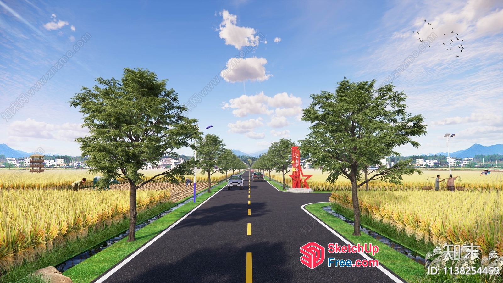A Serene Roadway Through A Lush Landscape 3D SketchUp File