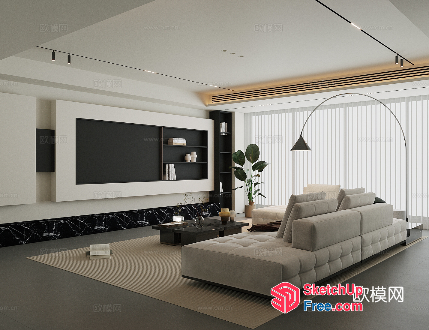 Modern Minimalist Living Room With Sleek Furniture And Natural Light 3D SketchUp File