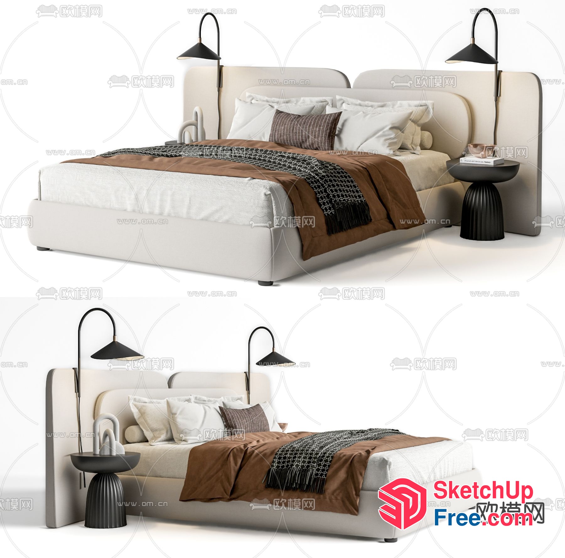 Minimalist Modern Bedroom Furniture Set 3D SketchUp File