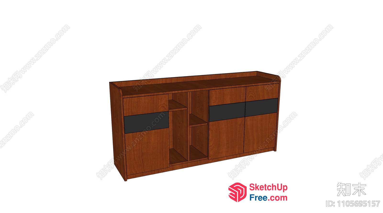 Wooden Cabinet With Black Accents 3D SketchUp File