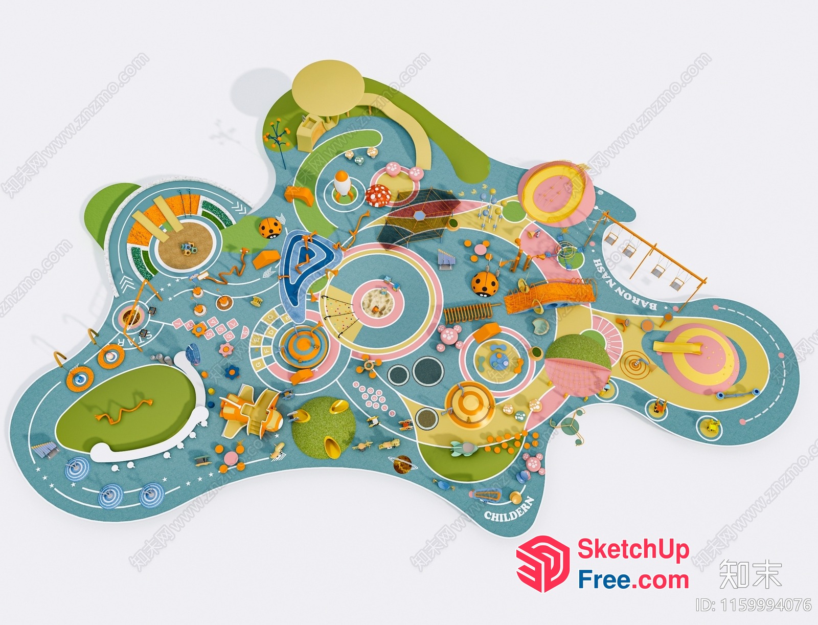 Colorful And Whimsical Amusement Park Map 3D SketchUp File