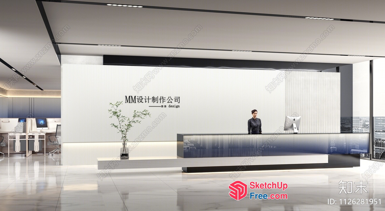 Modern Office Reception Area With Sleek Design 3D SketchUp File