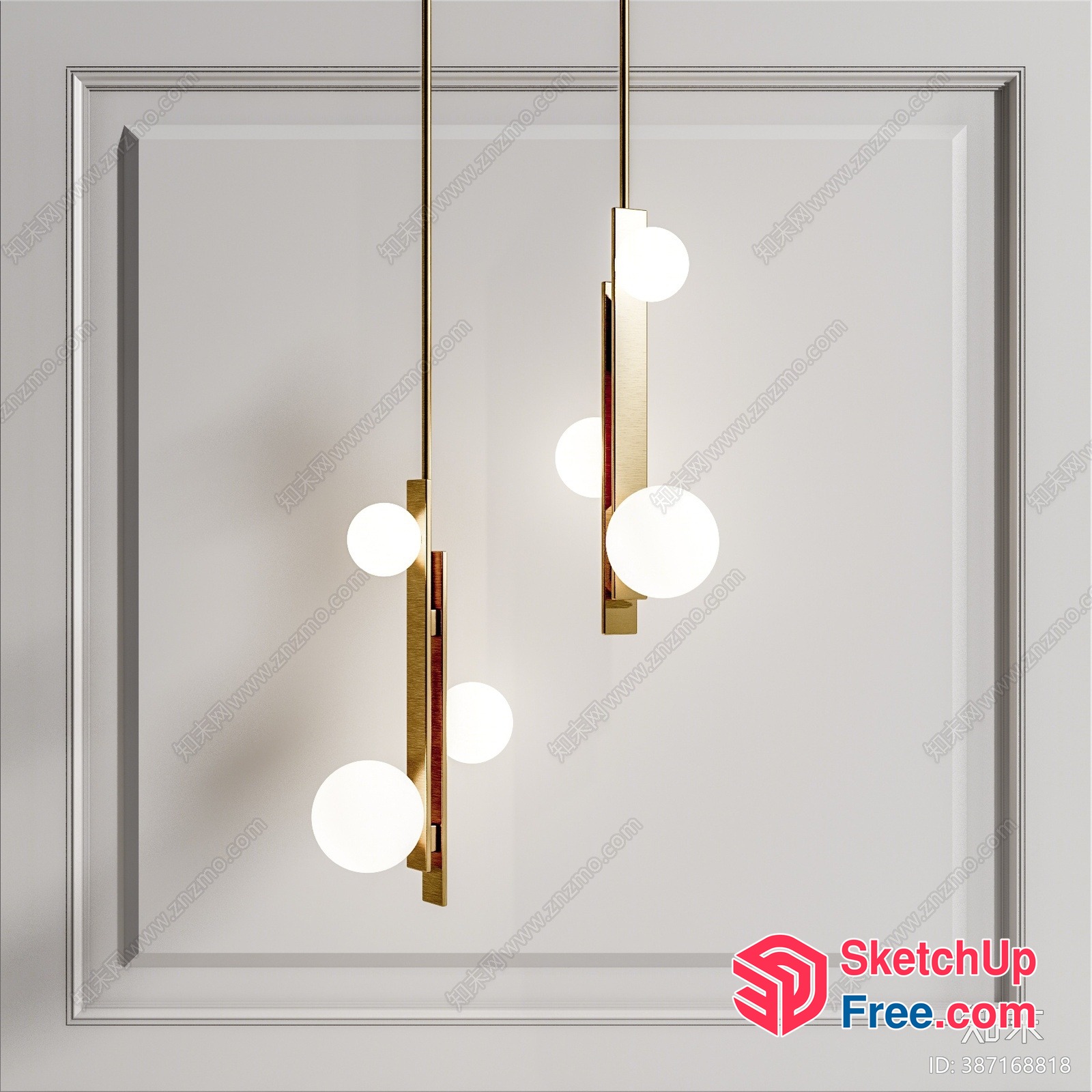 Modern Gold Hanging Light Fixture 3D SketchUp File