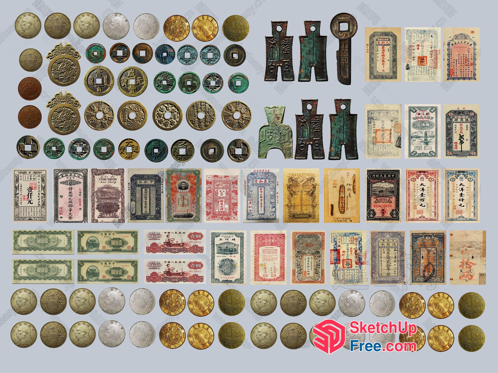 Ancient Chinese Currency Collection 3D SketchUp File