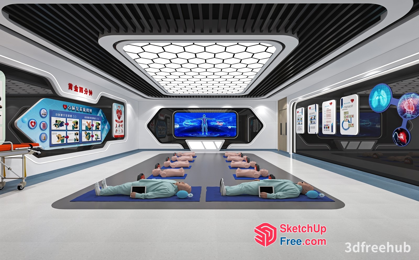 Medical Training Room With Mannequins And Interactive Displays 3D SketchUp File