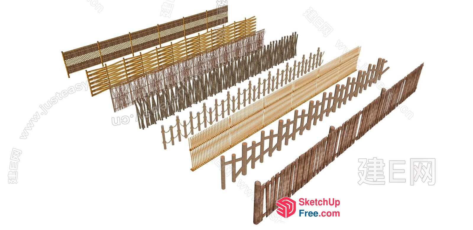 Rustic Wooden Fencing Options 3D SketchUp File