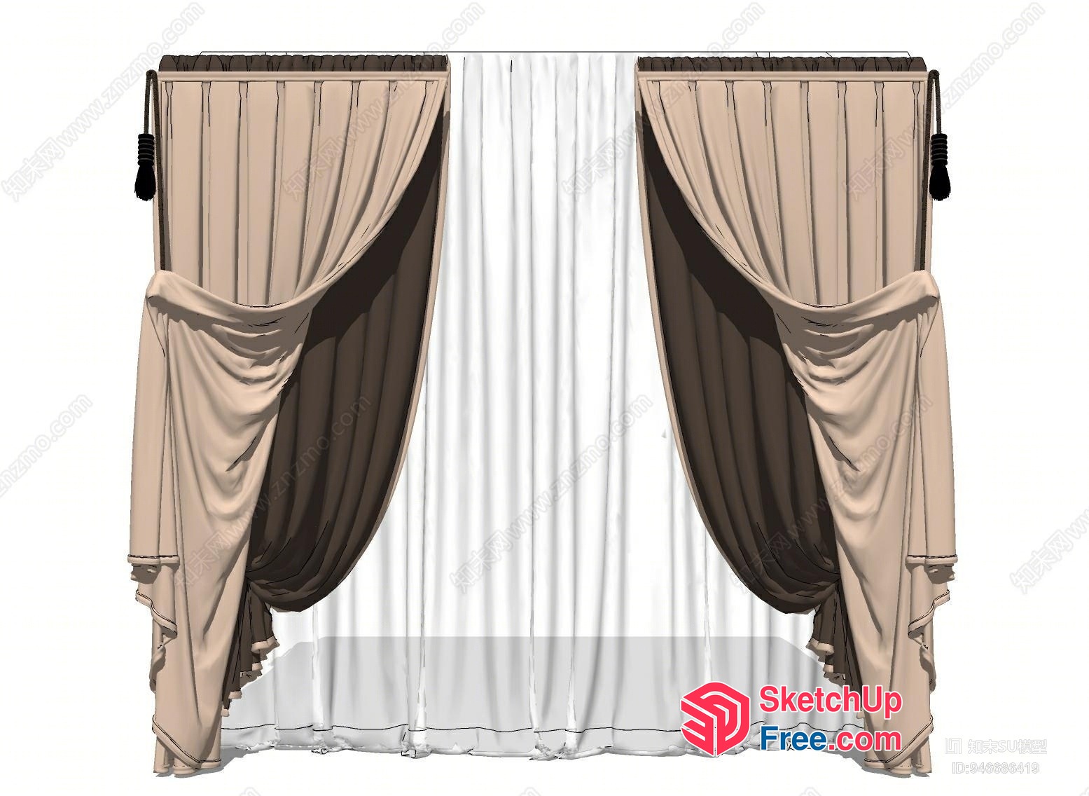 Elegant Curtains For Classic And Traditional Interior 3D SketchUp File
