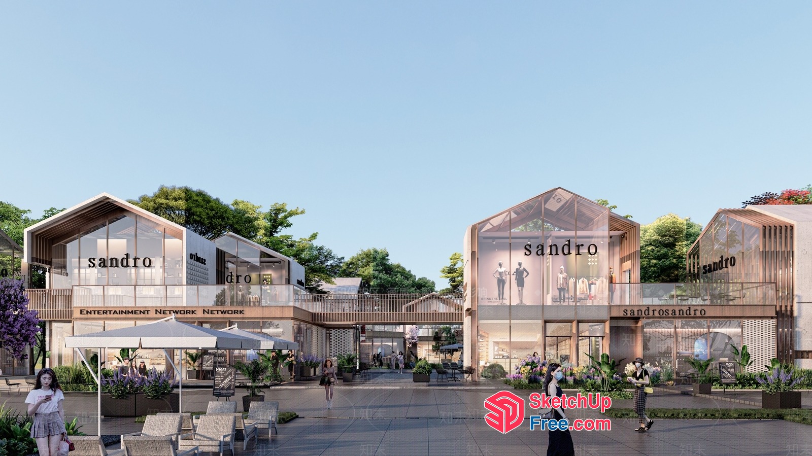 Elegant Commercial Street Scene 3D SketchUp File