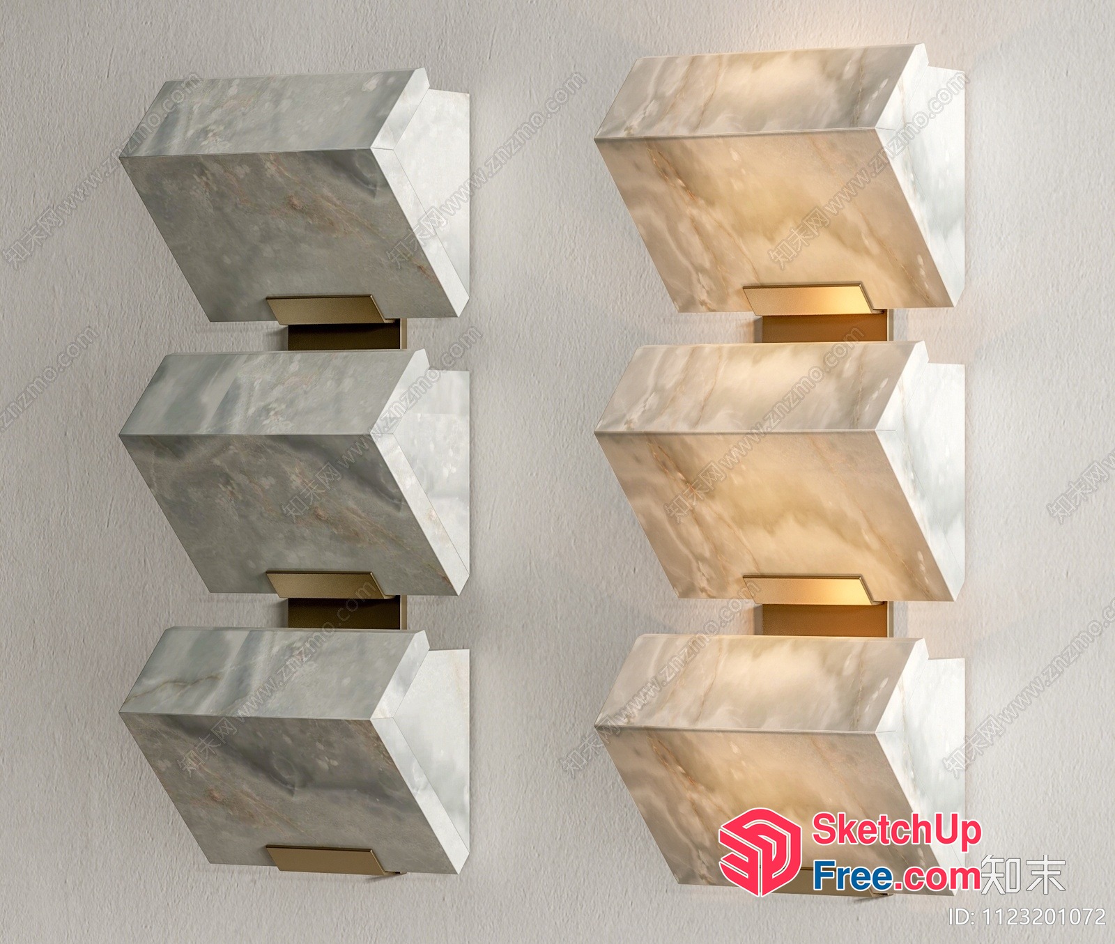 Luxurious Modern Marble Accent Wall Sconces 3D SketchUp File