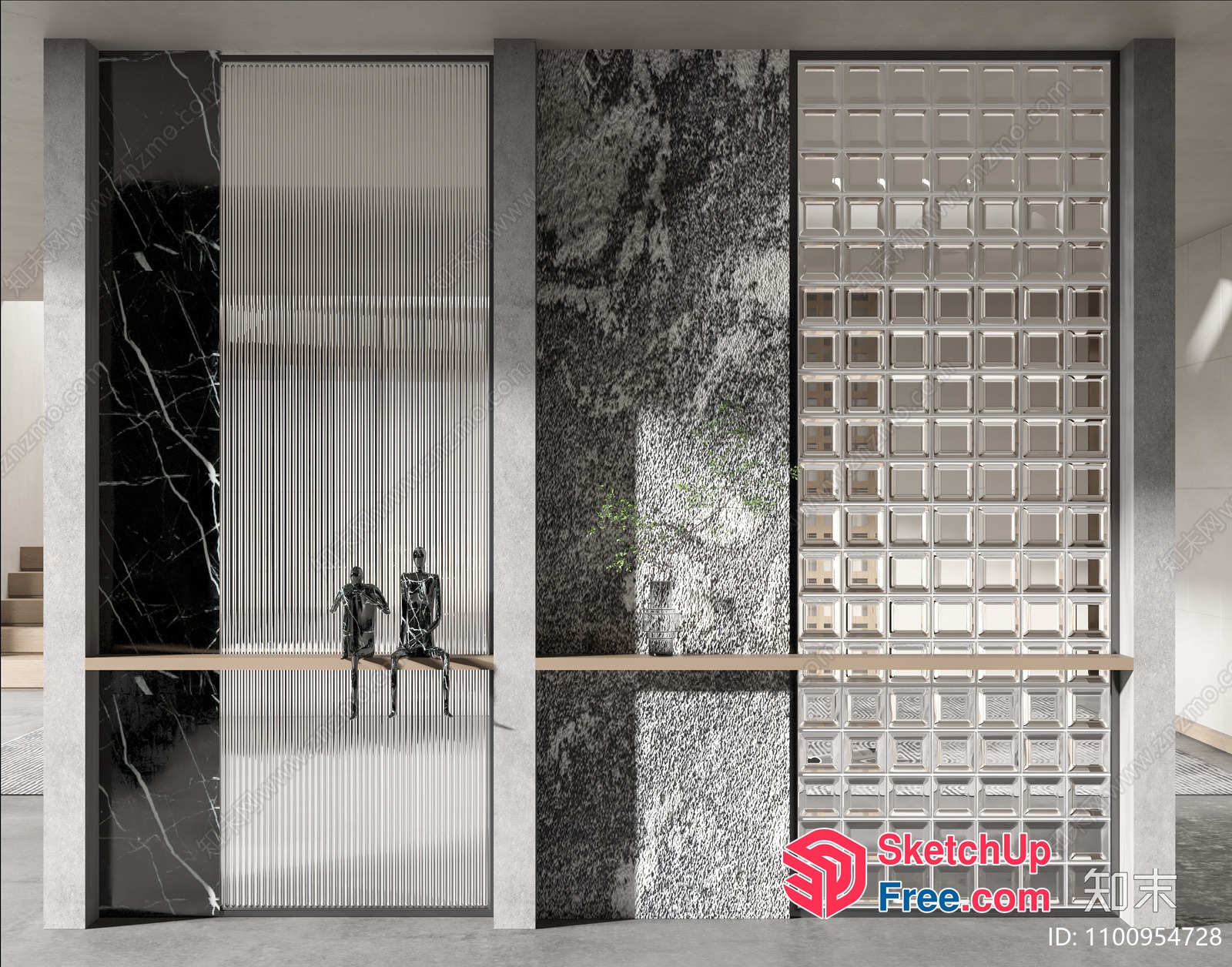 Modern Glass Brick Interior Design 3D SketchUp File