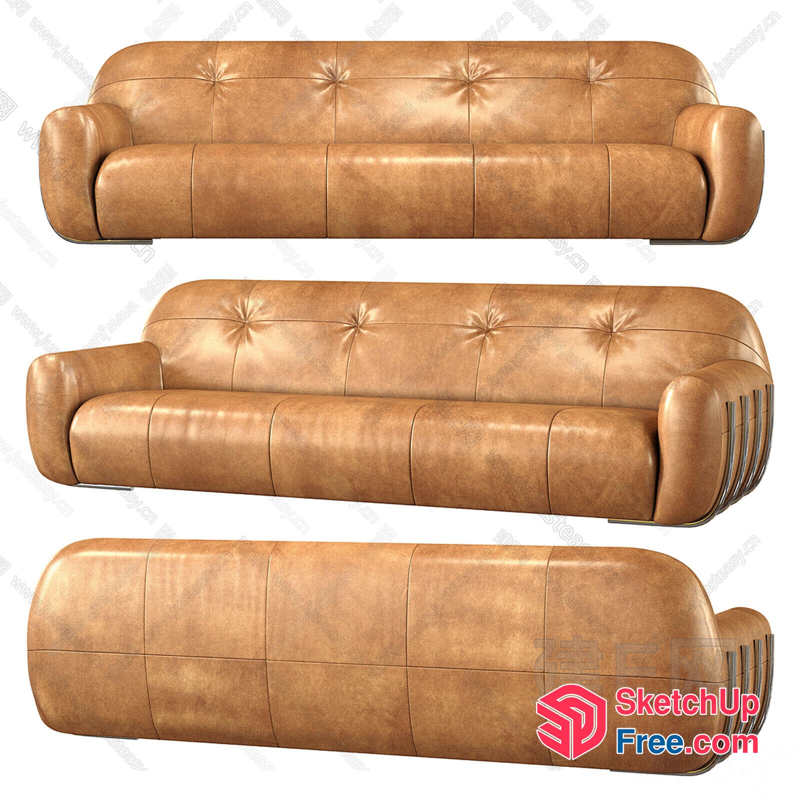 Elegant Leather Sofa Set 3D SketchUp File