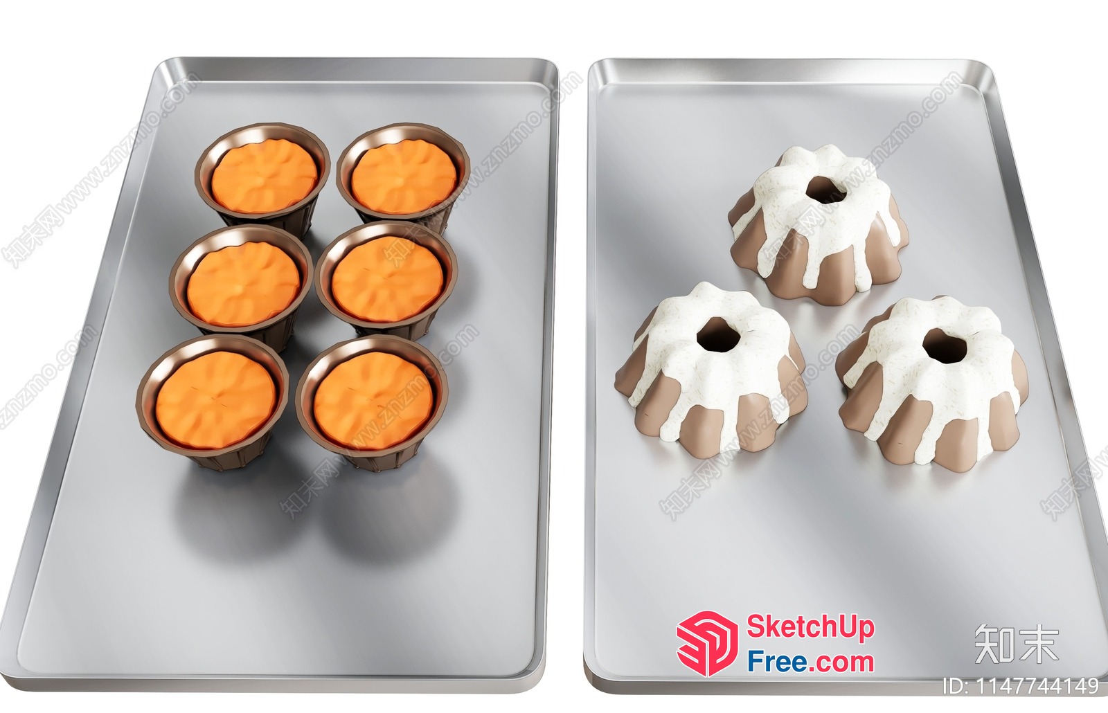 Baked Goods On Silver Trays 3D SketchUp File