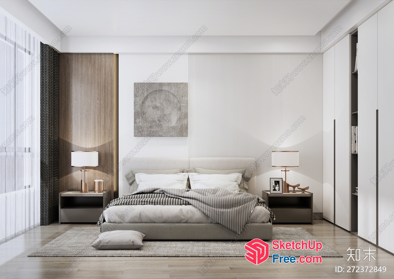 Modern Minimalist Bedroom Interior 3D SketchUp File