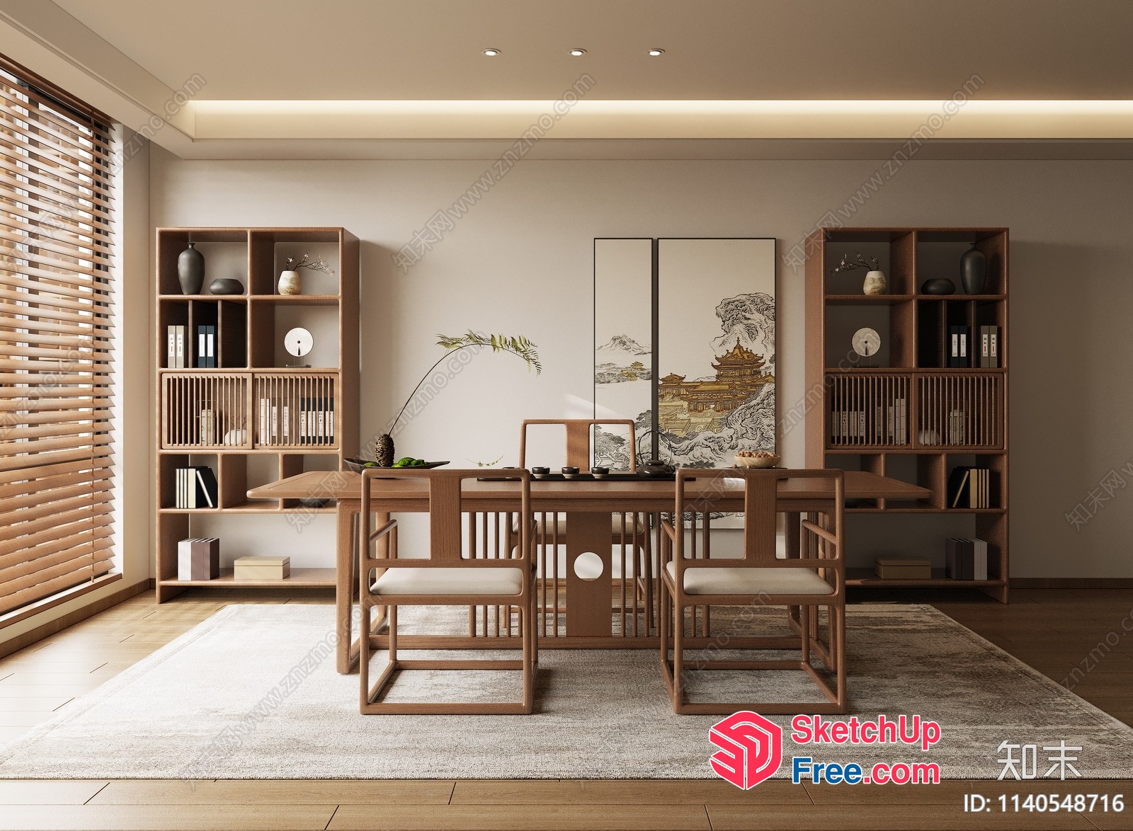 Elegant Modern Asian-Inspired Dining Room 3D SketchUp File