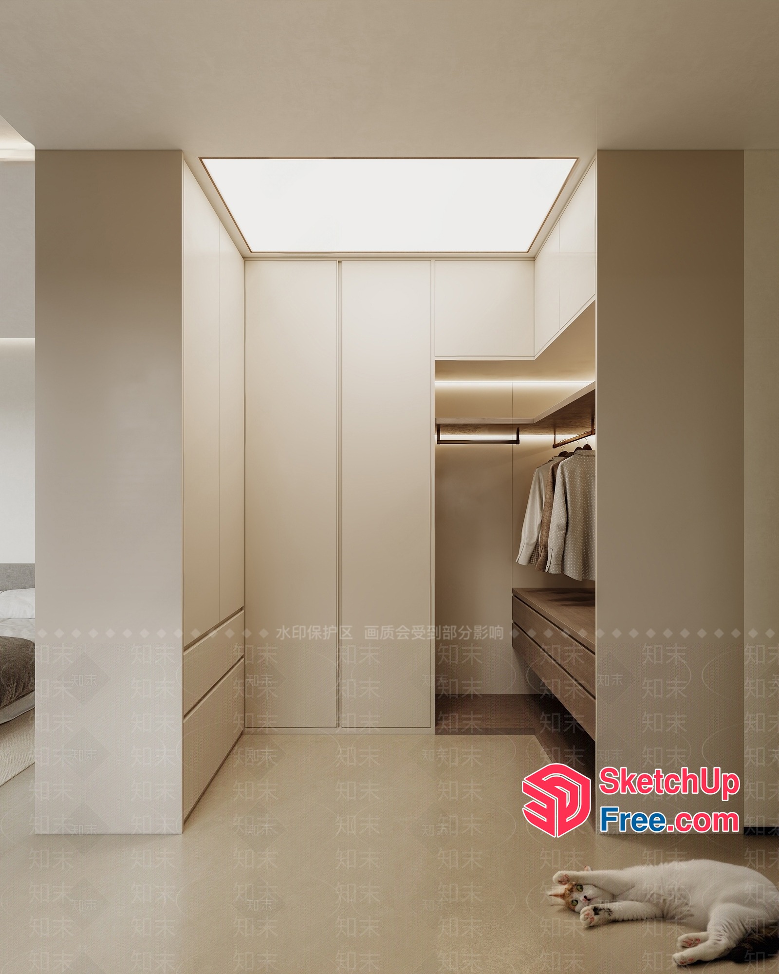 Minimalist Modern Bedroom With Sleek White Furniture 3D SketchUp File